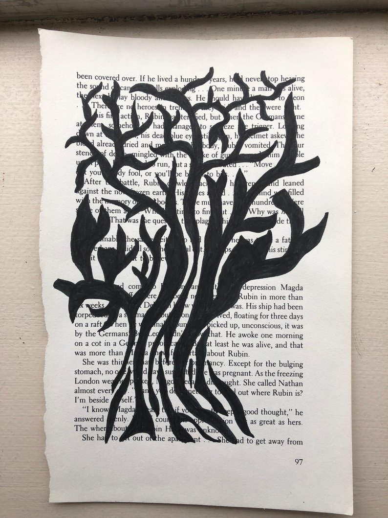 794x1059 Tree Shadow Drawing On Upcycled Paper Etsy - Tree Shadow Drawing