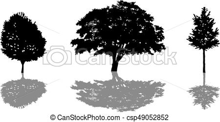 450x249 Tree Silhouette Icon Set With Shadow Vector Illustration - Tree Shadow Drawing