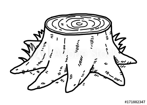 500x357 Tree Stump Cartoon Vector And Illustration, Black And White - Tree Stump Drawing