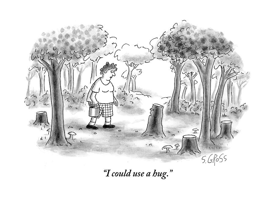 900x663 A Woman Comes Across A Sad Tree Stump Who Asks Drawing - Tree Stump Drawing