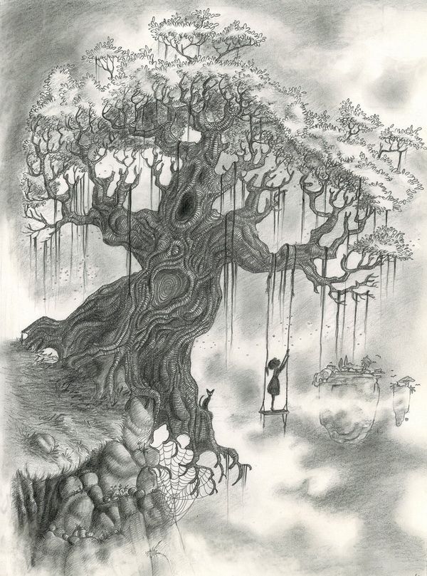 600x809 Pencil Drawing Drawings, Art, Art Sketches - Tree Swing Drawing