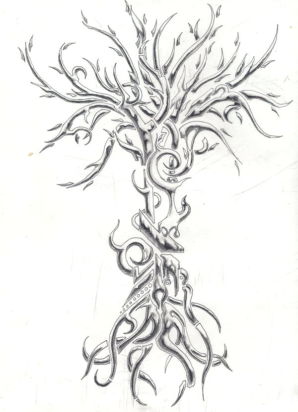 600x827 Tree Drawing Tattoo - Tree Tattoo Drawing