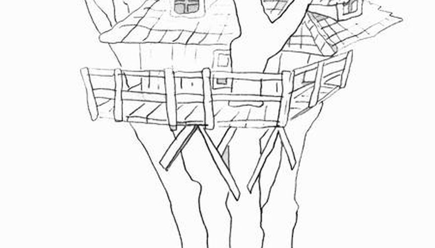 877x500 how to draw tree house our pastimes - Tree Top Drawing