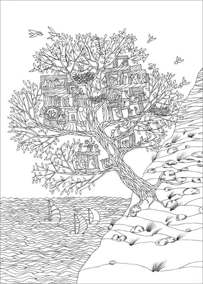 713x998 oak tree coloring sheet lovely tree without leaves coloring - Tree Top Drawing