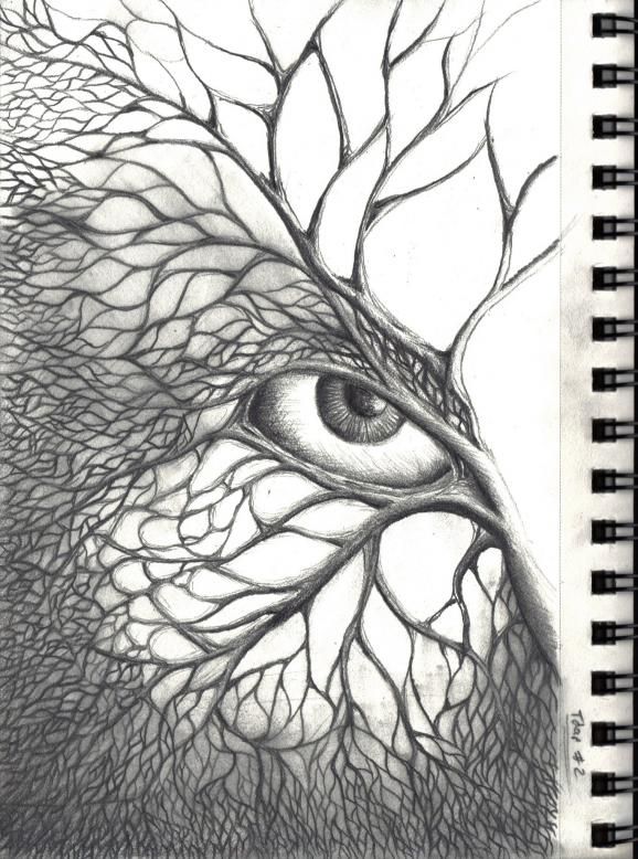 Tree With Face Drawing