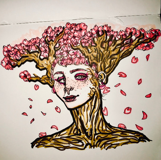 320x318 My Year Old Asked Me To Draw A Cherry Blossom Tree I Prefer - Tree With Face Drawing
