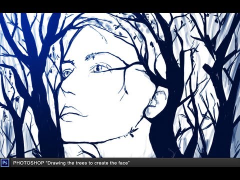 480x360 Photoshop Drawing The Trees To Create The Face - Tree With Face Drawing