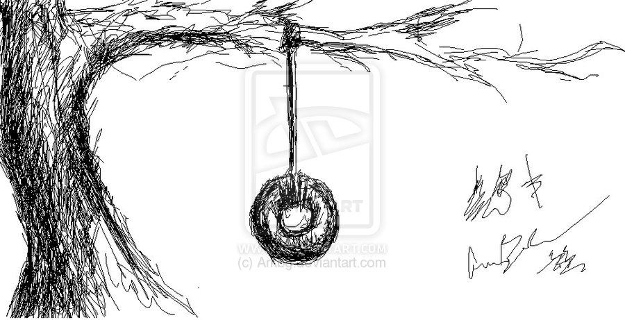 900x461 Tire Swing Clipart Tree Drawing - Tree With Swing Drawing