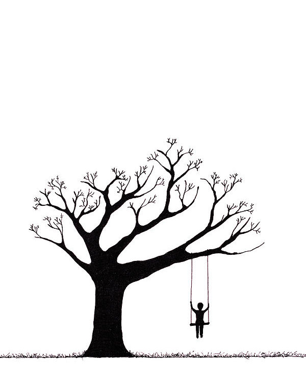 600x750 Tree Swing Poster - Tree With Swing Drawing