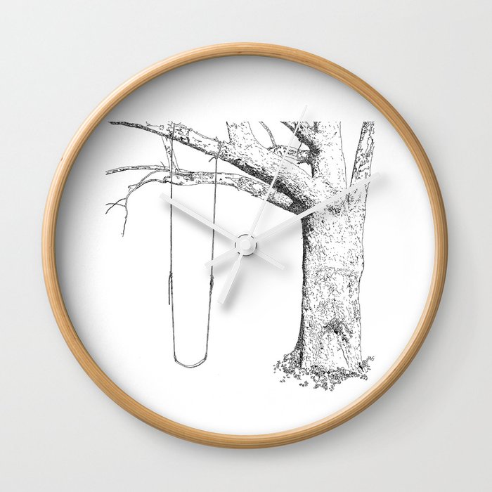 700x700 Tree And Swing, Drawing Black And White Wall Clock - Tree With Swing Drawing