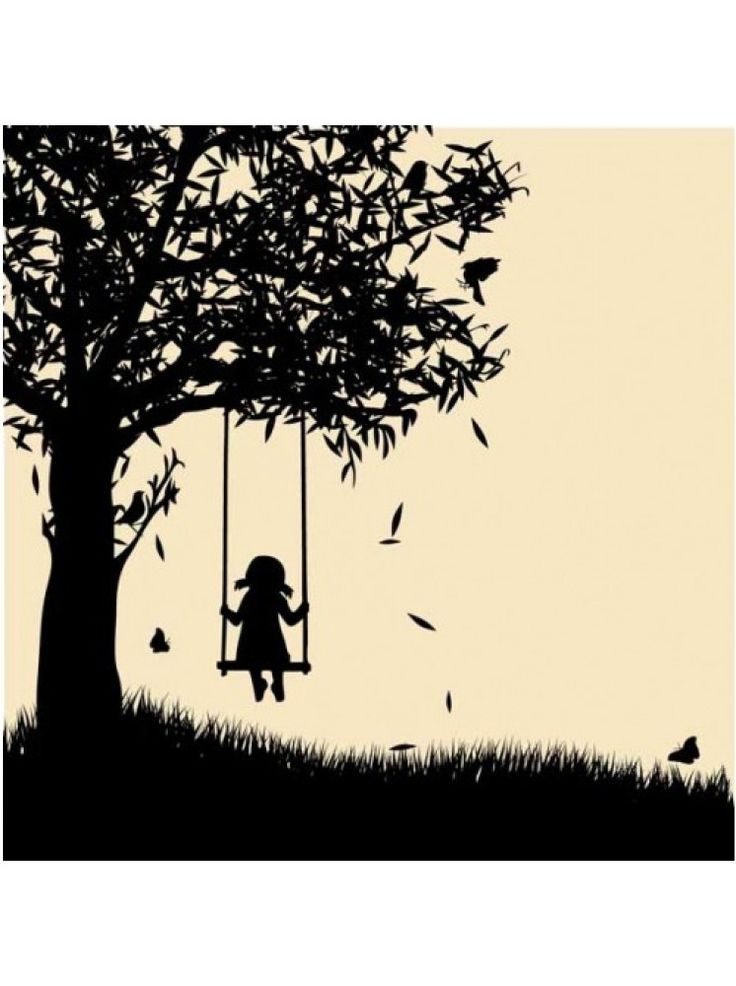 736x986 Drawn Little Girl Swing Drawing - Tree With Swing Drawing