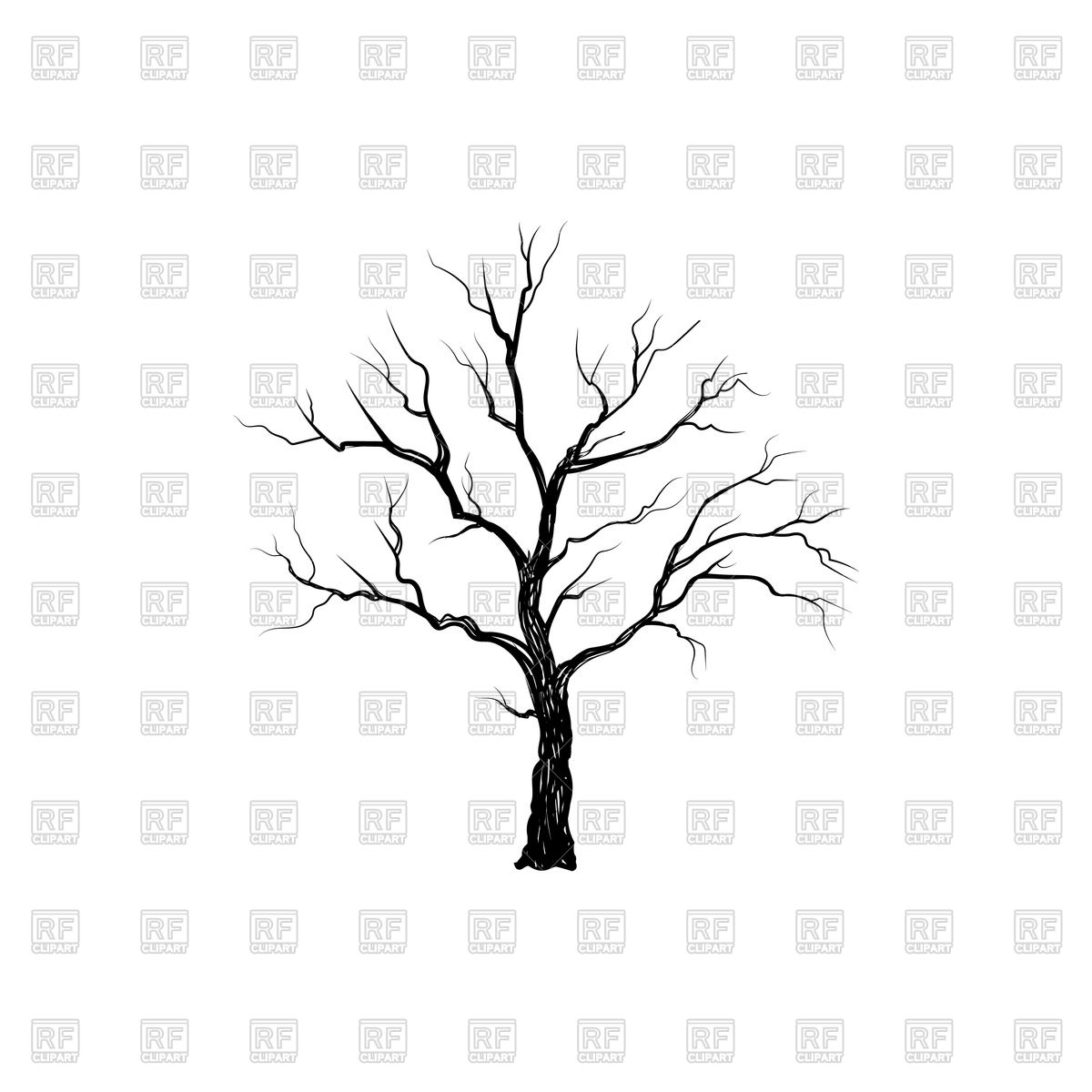 1200x1200 Tree Without Leaves Isolated Vector Image Of Silhouettes, Outlines - Tree Without Leaves Drawing