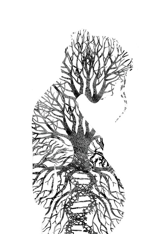 636x900 Pregnant Woman Painting - Tree Woman Drawing
