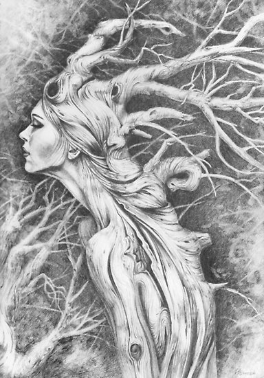 384x550 Tree Woman Posters - Tree Woman Drawing