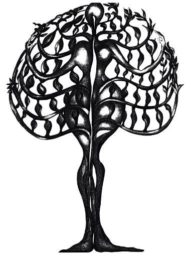 375x526 Woman Tree Drawing - Tree Woman Drawing