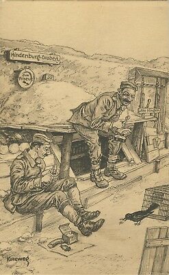 247x400 soldiers trench life german sketch drawing postcard - Trench Drawing