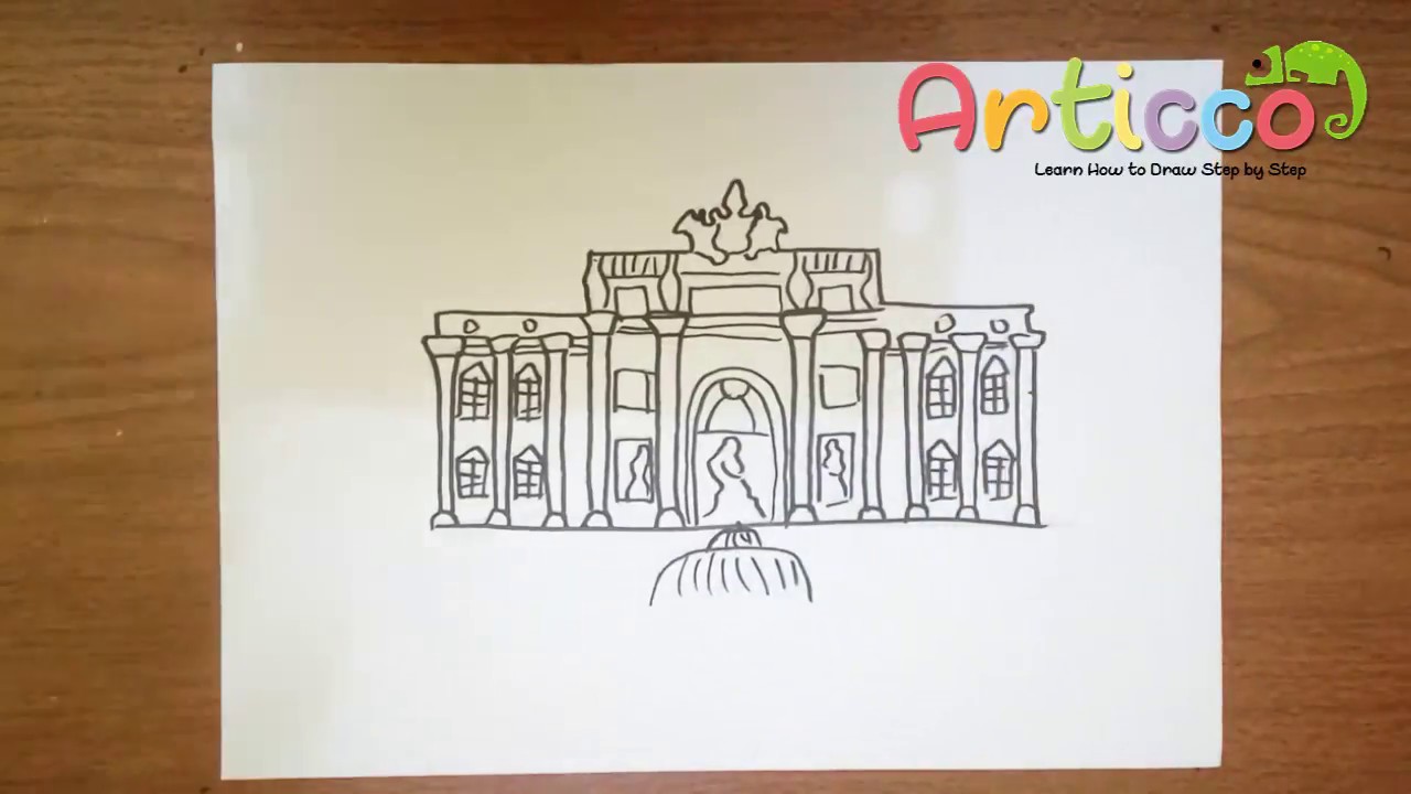 1280x720 how to draw trevi fountain step - Trevi Fountain Drawing