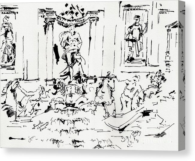 651x540 trevi fountain rome italy ink drawing - Trevi Fountain Drawing