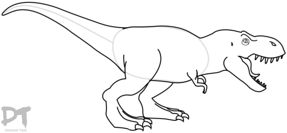 971x452 how to draw a t rex dinosaur drawintime - Trex Drawing