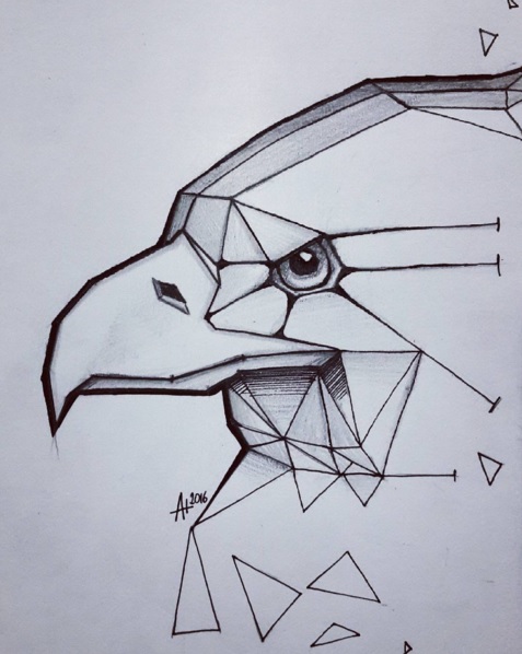 477x598 Eagle Geometric Design Drawing Antonio Nikoloski - Triangle Design Drawing