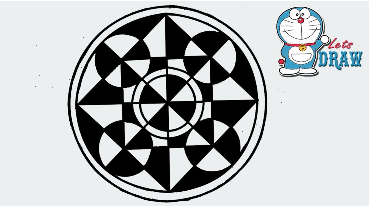 1280x720 How To Draw A Design Of Circle, Square And Triangle Step - Triangle Design Drawing