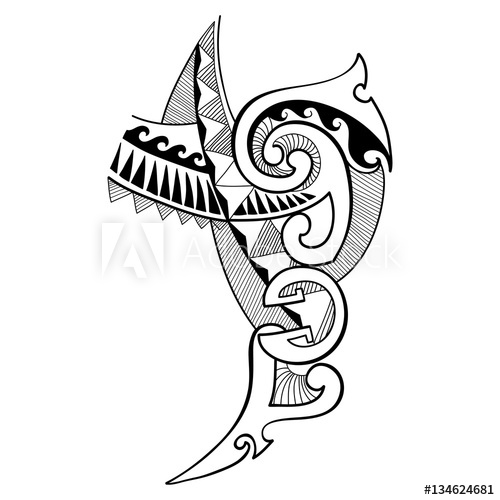500x500 Vector Illustration Of Polynesian Tattoo Design Drawing In Black - Triangle Design Drawing