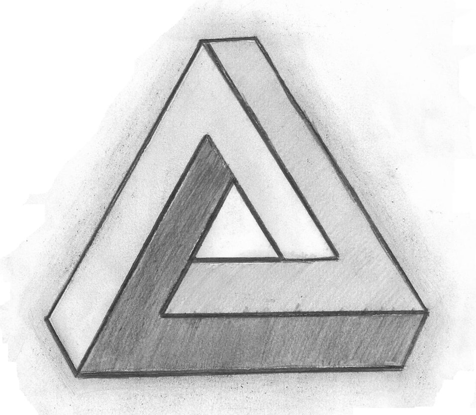 957x834 Triangular Drawing Illusion For Free Download - Triangle Drawing