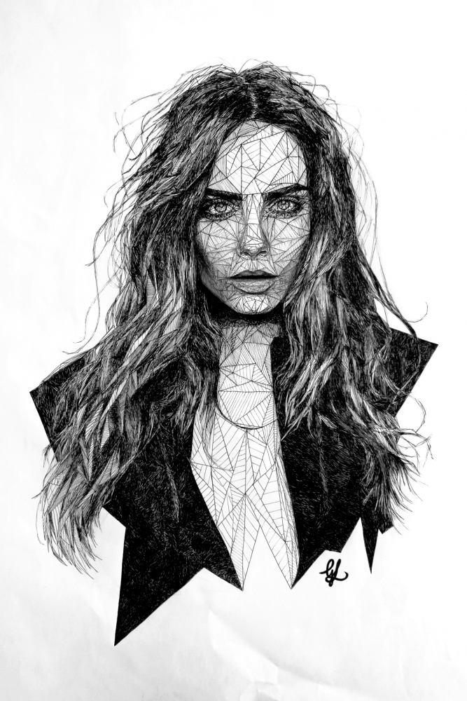 667x1000 Portrait Of Cara Delevingne - Triangulation Drawing