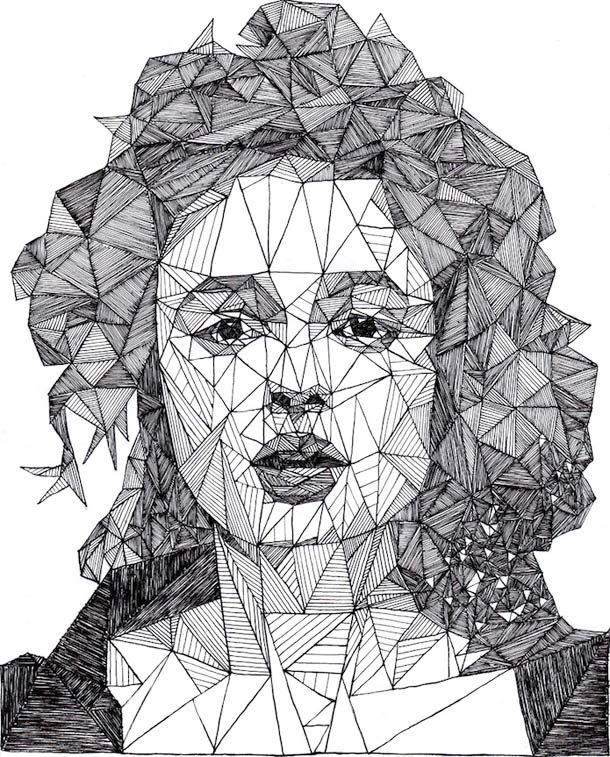 610x757 Triangulations Portraits De Josh Bryan Idea Art, Drawings - Triangulation Drawing