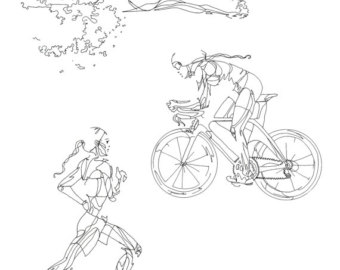 340x270 items similar to triathlon man drawing fine art print runner - Triathlon Drawing