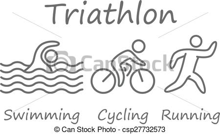 450x273 outlines of figures triathlon athletes swimming, cycling - Triathlon Drawing