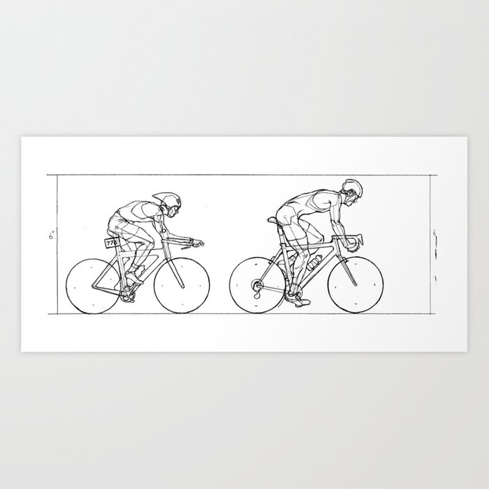 700x700 transitions through triathlon cyclists drawing b art print - Triathlon Drawing