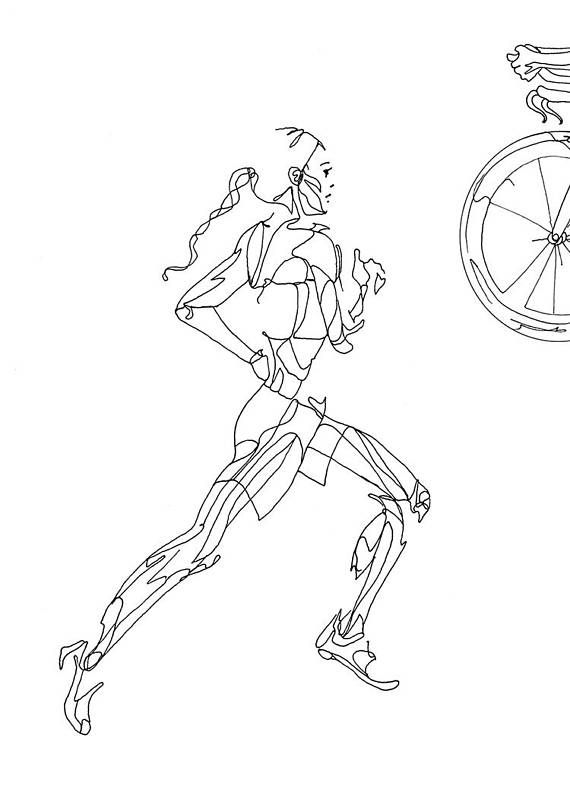 570x799 art print of female triathlon drawing - Triathlon Drawing