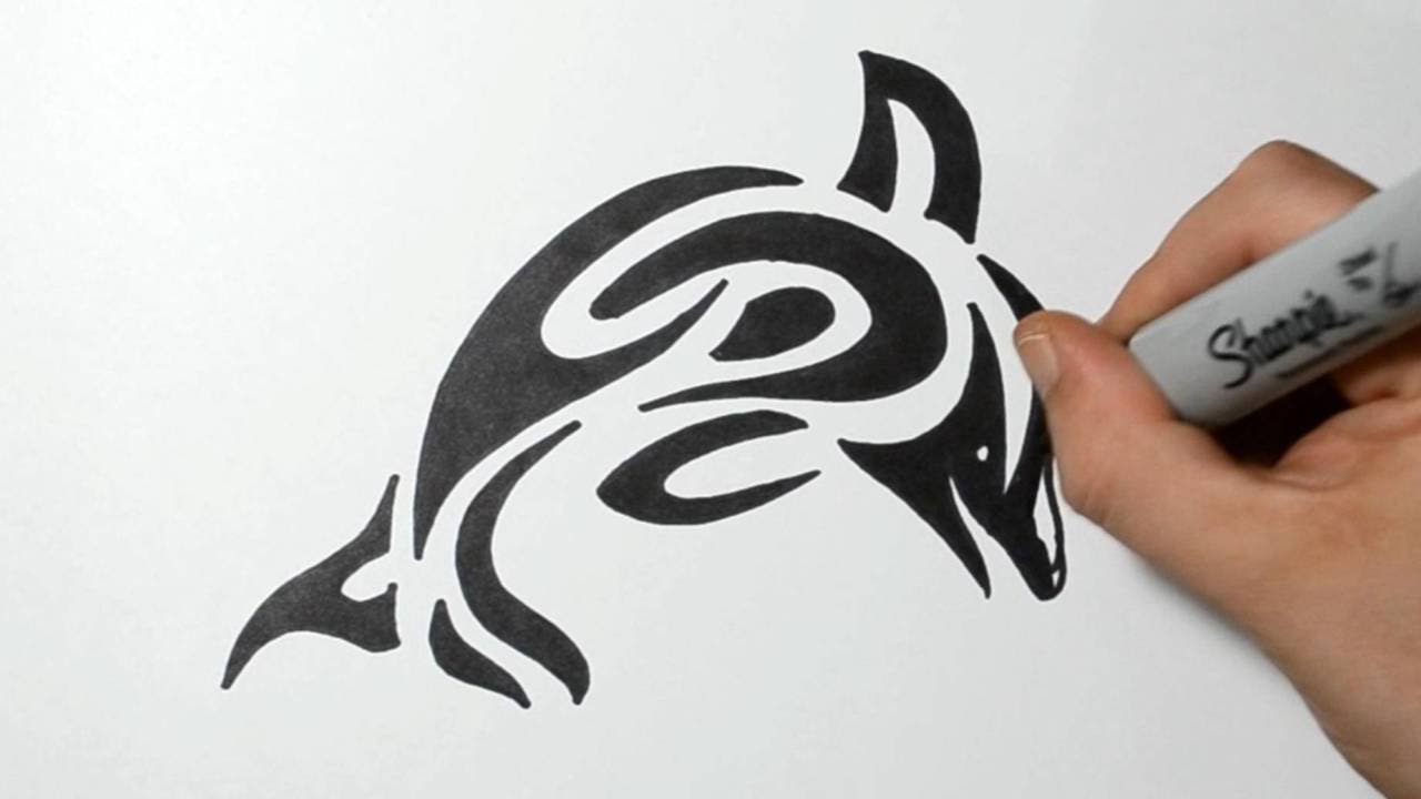 1280x720 How To Draw A Tribal Dolphin - Tribal Animal Drawings