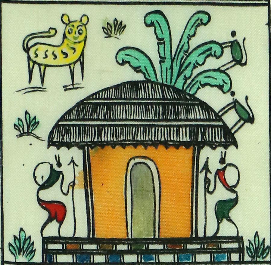 900x881 tribal art on silk ancient life painting - Tribal Art Drawing