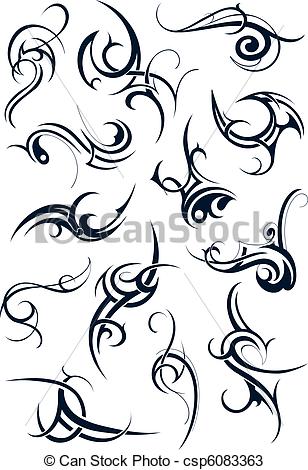 308x470 tribal art set of various decorative shapes - Tribal Art Drawing