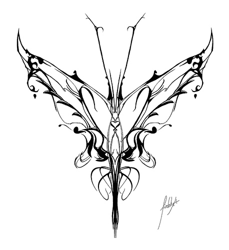 458x500 Cool Sample Sketching Of Tribal Butterfly Tattoo - Tribal Butterfly Drawing