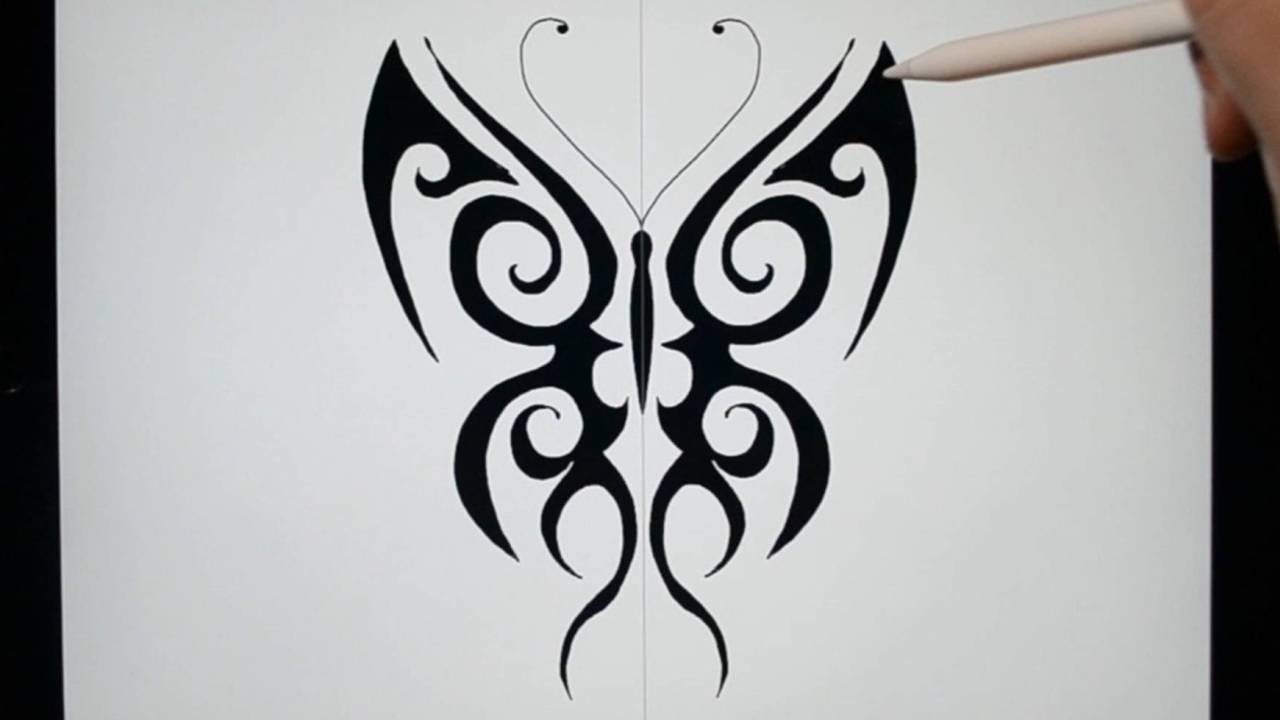 1280x720 Sketching Tribal Butterfly Tattoo Designs On Ipad Pro - Tribal Butterfly Drawing