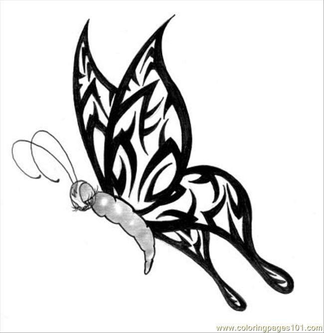 650x668 Tribal Butterfly Coloring Page - Tribal Butterfly Drawing
