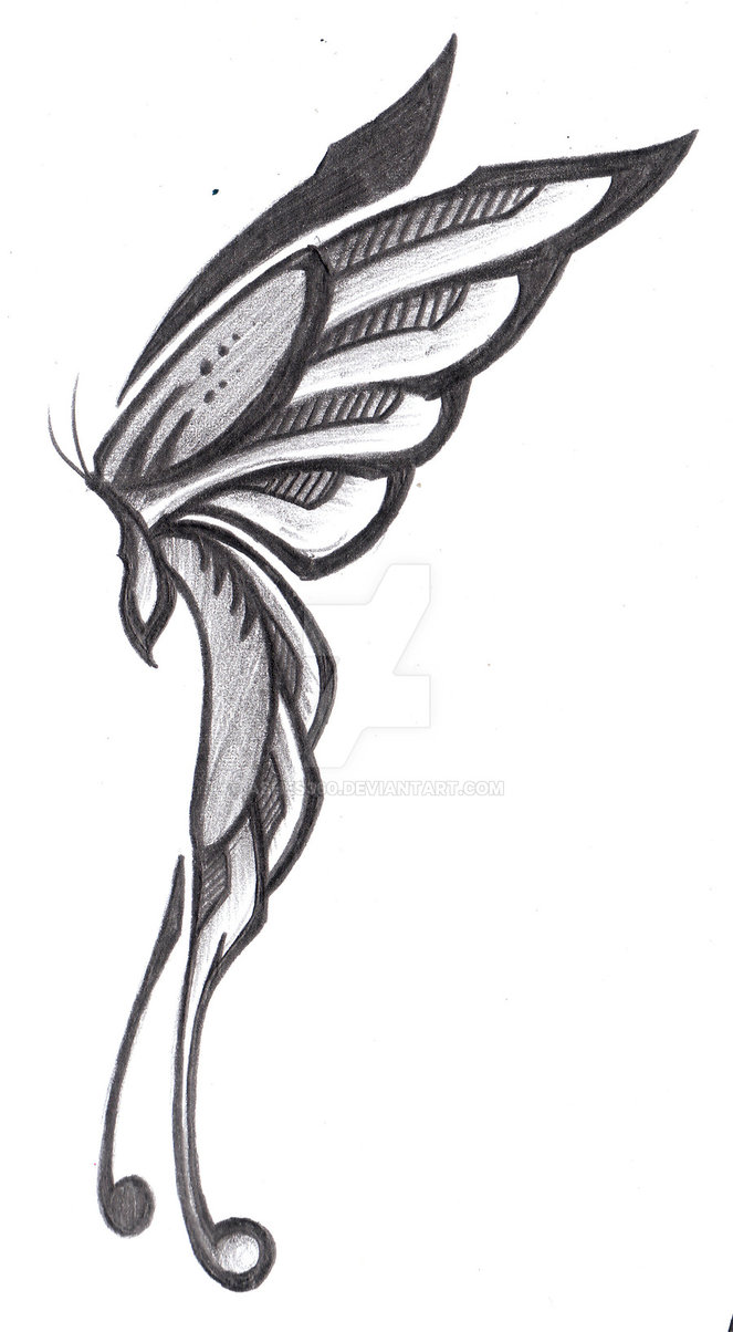 663x1204 Tribal Butterfly Side View - Tribal Butterfly Drawing
