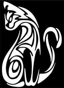 217x300 Tribal Cat Kitten Kitty Car Truck Vinyl Decal Laptop Sticker - Tribal Cat Drawing