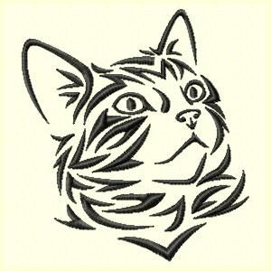 300x300 Tribal Cat Machine Embroidery Design Embroidery Designs - Tribal Cat Drawing