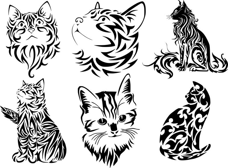 800x590 Tribal Cat Tattoo Vector Art Amee House - Tribal Cat Drawing