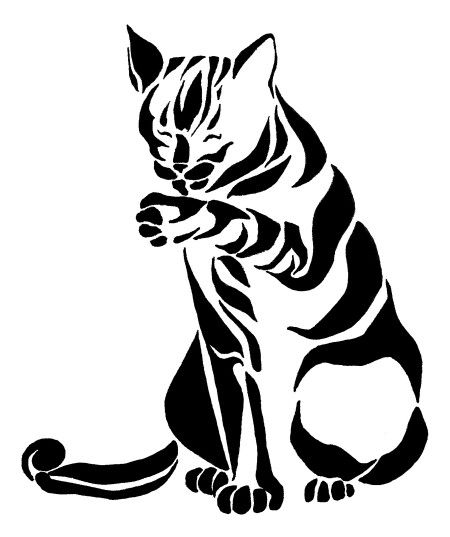 450x537 Tribal Cat Arte Cat Tattoo, Cats And Drawings - Tribal Cat Drawing