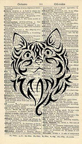 286x500 Tribal Cat Art Print Cat Artwork - Tribal Cat Drawing