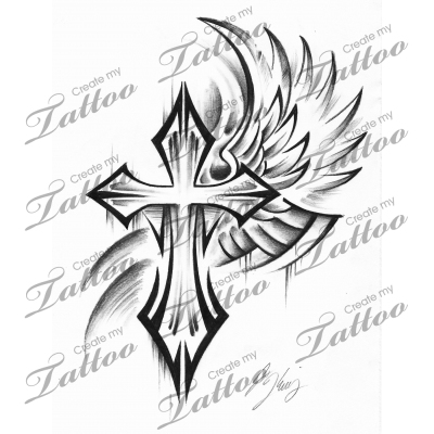 400x400 marketplace tattoo tribal cross - Tribal Cross Drawings