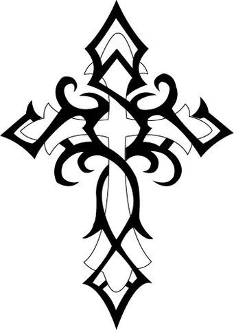 341x480 Tribal Cross Tattoo, My Girlfriend Has This Tattoo! Inkkk - Tribal Cross Drawings