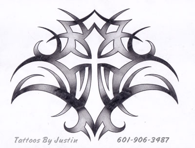 400x304 Tribal Cross Tattoos Design - Tribal Cross Drawings