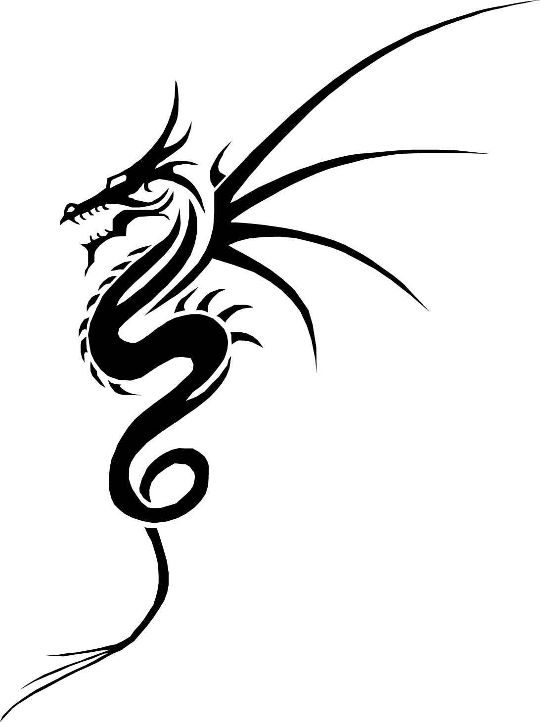 1092x1460 Simple Black Tribal Dragon Tattoo Design - Tribal Dragon Drawing