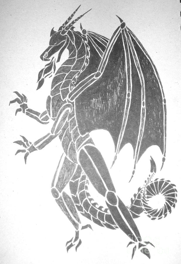 617x900 Tribal Dragon Drawing - Tribal Dragon Drawing